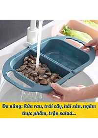 Rổ Rửa Thực Phẩm Kèm Thau Tiện Lợi -Rổ Nhựa Thông Minh Đa Năng Cho Nhà Bếp -Rổ Xả Nước Gập Gọn Cầm Tay -Rổ Rửa Rau Gập Gọn