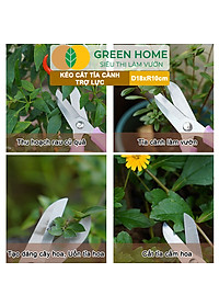 Kéo Cắt Cành GreenHome, D18xr10cm, Dụng Cụ Làm Vườn, Tối Ưu Giảm Lực Tay, Màu Sắc Hiện Đại, Dễ Sử Dụng Cắt Tỉa Hoa