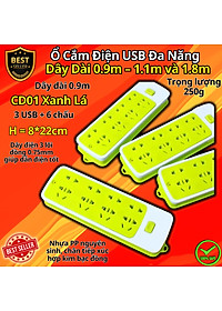 Ổ Cắm Điện USB Đa Năng Cao Cấp Chống Giật Dây Dài 0.9m – 1.1m và 1.8m, Ổ Cắm Điện Công Suất 2500W Có Chốt An Toàn Tiện Lợi, Chính Hãng