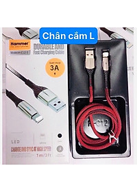 Dây sạc nhanh 3A Hiệu Ham mer ( H-C12-I ), Chân L  Có đèn báo, Hàng chính hãng bảo hành 12 tháng