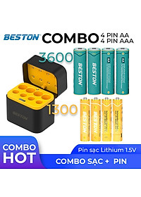 Sạc pin Beston AA AAA M7037 1.5V dùng cho pin 2A 3A 8 khe, cổng USB-C, sạc nhanh tự ngắt thông minh