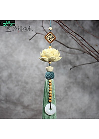 Khánh Liên Hoa Trang Trí Xe Hơi , Dây Treo Sen Gỗ Hoàng Dương Trang Trí Ô Tô
