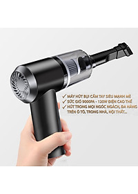 Máy Hút Gia Đình Cao Cấp, Máy Hút Bụi Cầm Tay Không Dây Tiện Lợi, Hút Bụi Xe Ô Tô, Laptop, Giường Nệm - Lực Hút 9000PA- Hàng Chính Hãng