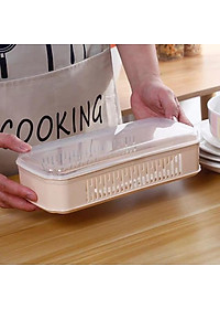 ( HOT HOT ) SẴN Hộp đựng thìa đũa nằm ngang có nắp và khay ráo nước ( giao màu ngẫu nhiên )