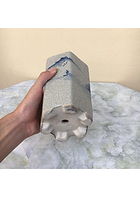 Chậu bonsai Lục giác ống mini men Rạn gốm Bát tràng 1 size BM-93