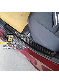 Bộ Ốp bậc cửa, Nẹp bước chân dành cho Honda City 2015-2021 vân Carbon