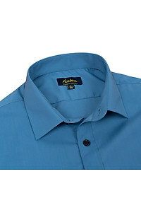 Áo Sơ Mi Nam Công Sở Trung Niên Thương Hiệu Anton Xanh Than Có Túi Ngắn Tay Trơn Vải Cotton - XSN13