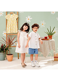 Áo sơ mi bé trai trắng cổ Tàu chất linen đũi mềm mịn mát hè thu MamLa