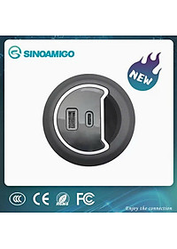 Ổ cắm USB âm bàn sạc nhanh Type C + Type A Sinoamigo STC-1W/C20 dùng cho bàn làm việc và bàn họp văn phòng - Hàng chính hãng