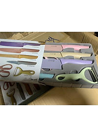 Bộ Dao Kéo 6 Món Lúa Mạch Làm Bếp- An Toàn Tiện Lợi- Lưỡi Thép Chống Gỉ Sắt Bén - Hàng Chính Hãng MINIIN