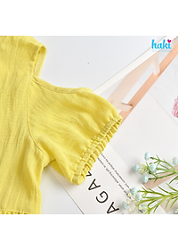 Váy bé gái_đầm cộc tay hở vai chính hãng HAKI, váy mùa hè cho bé, đầm trẻ em, váy thiết kế cho bé 10-27kg HK521