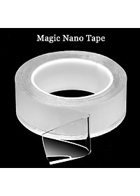 Băng keo dán nano 2 mặt siêu dính trong suốt dày 1mm dài 2m rộng 3cm và 5cm