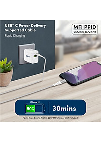 Dây sạc type C to L PROLiNK GCL_30_01 dài 1M, Sạc siêu nhanh 30W, Dành cho iPhone, iPad (MFi) - Hàng chính hãng