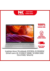 Laptop Asus Vivobook X515EA-EJ1046W (Intel core i5-1135G7/ 8GB/ 512GB SSD/ 15.6 FHD/ Win11) – Hàng Chính Hãng