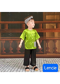 Bộ bà ba cho bé trai đi chơi biểu diễn đẹp từ 12-40kg chất lụa mềm mát (kèm khăn)