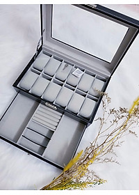 Hộp đựng đồng hồ, trang sức và mắt kính 2 tầng SAIKE SAIKE mã S222 màu đen