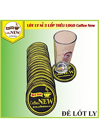 Đế Lót Ly (Nỉ 3 Lớp Cao Cấp) Thêu Logo Nổi Coffee New - Đường kính 9cm - Thấm nước nhanh - Nhỏ, gọn, Đẹp_Coffee New