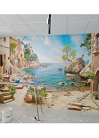 Tranh dán tường cảnh biển - tranh trí phòng khách -phòng ngủ - phòng ăn DD104