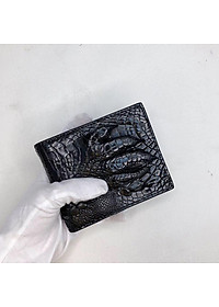 {DA CÁ SẤU THẬT} Bóp Da Cá Sấu 2 Mặt Bàn Tay Cá Sấu Màu Đen - Ví Nam Da Cá Sấu 2 Mặt Có Khoá Kéo Cao Cấp Dáng Ngang Thời Trang