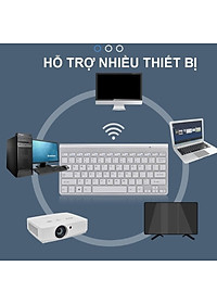 Bàn phím không dây mini W200S - đa kết nối bluetooth 5.0 + 3.0 + Usb wireless 2.4G hàng nhập khẩu