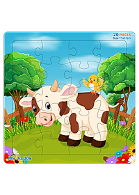 05 bộ tranh xếp hình 20 mảnh size 17x17cm – đồ chơi trí tuệ cho bé từ 2 tuổi – Combo Động vật dễ thương 2