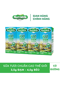 Thùng 48 Hộp NutiMilk Sữa tươi 100 điểm - Sữa tươi tiệt trùng Có đường 180ml TU.STCD180TI NUTIFOOD