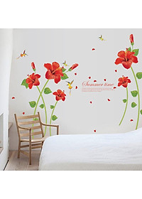 Decal trang dán tường Hoa Dâm Bụt đỏ SK9069