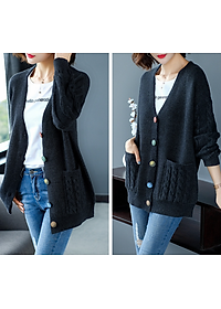 Áo Khoác Cardigan Nữ Cổ V Phong Cách Thu Đông Hàn Quốc ALN043 MayHomes Chất Liệu Len
