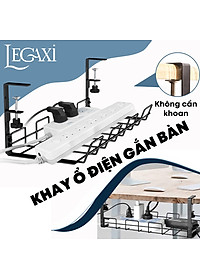 Khay đỡ ổ điện dây điện gắn dưới bàn kệ bằng kim loại thép không cần đục lỗ 40x16x15cm Legaxi