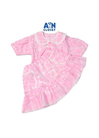 Bộ áo váy ngắn bé gái họa tiết Hồng loang boi dệt - AICDBG2ANDZL - AIN Closet