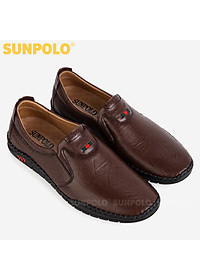 Giày Mọi Nam Da Bò SUNPOLO SU5055 Đế may khâu bền bỉ (Đen)