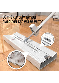 Nơi bán Cây lau nhà tự vắt Kitimop-Monster bàn lau siêu lớn 45cm, con lăn trợ lực, tích hợp gạt nước, cán dài 150cm, 2 bông lau