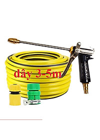 Bộ dây vòi xịt nước rửa xe, tưới cây . tăng áp 3 lần, loại 3m, 5m 206318Dđầu đồng, cút, nối PE, d.vàng