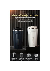 Cốc Giữ Nhiệt Coffeeholic Inox 304 Dung Tích 510ml Cao Cấp Kiểu Dáng Hàn Quốc Cầm Tay Sang Trọng- Hàng Chính Hãng