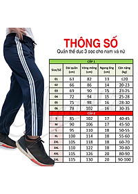 Quần thun thể dục 3 sọc Amazing, lưng thun, dây rút, vải cotton co giãn, hút mồ hôi, đủ size từ 20-100kg, Unisex