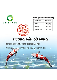 Thức ăn Cá Koi nhãn GREENABC - Độ đạm hơn 40% giúp cá tăng size, tăng màu, tiêu hóa tốt, tăng đề kháng - Bao 10kg