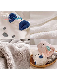 New - Khăn tắm/ chăn lông siêu mềm TinyLove 100% Coral velvet thấm hút nhanh, Size 70*140cm, hình dễ thương KT03