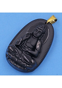 Mặt dây chuyền phật A Di Đà thạch anh đen 5cm - phật bản mệnh tuổi Tuất, Hợi