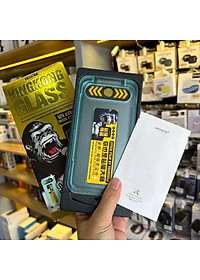Kính Cường Lực KingKong Có Khung Tự Dán, Ngăn Bụi Loa Dành Cho iPhone - Full Hộp, Dán Full Màn - Hàng Chính Hãng