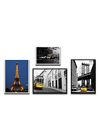 Bộ 4 Khung Hình Kính Treo Tường Tặng bộ ảnh như hình mẫu, Đinh Treo Tranh và sơ đồ treo - Khung Hình Phạm Gia PGCTK61