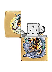 Bật Lửa Zippo 49116 – Zippo Tiger Tattoo Design Brushed Brass