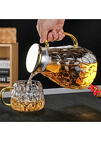 BỘ BÌNH ĐỰNG NƯỚC UỐNG THỦY TINH CAO CẤP KÈM 6 CỐC VÀ KHAY ( KHAY GIAO NGẪU NHIÊN ) VD82