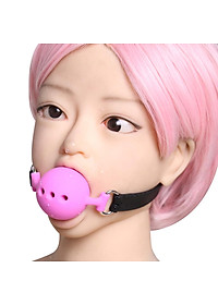 Open Breathable Leather Paly Buckle Belt Silicon Mouth Gag for Women