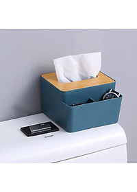 Hộp, Kệ Đựng Khăn Giấy Ăn Nắp Gỗ KUNBE Kèm 2 Ngăn Chứa Đồ Đa Năng Tiện Lợi