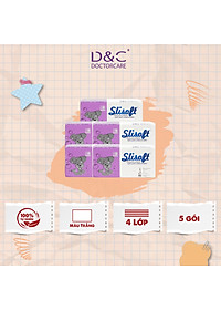 Combo 5 Giấy ăn Slisoft Trắng tự nhiên đa năng,khăn giấy rút không chất tẩy trắng an toàn cho cả gia đình