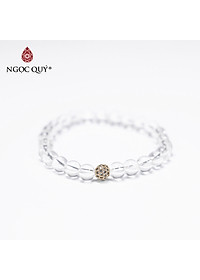 Vòng tay đá thạch anh trắng phối charm hợp kim đính đá size hạt 6mm mệnh thủy, kim - Ngọc Quý Gemstones