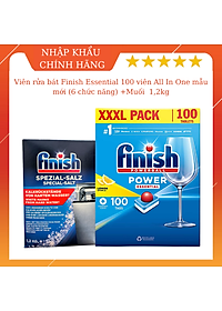 combo Viên rửa bát finish all in one 100 viên + Muối rửa bát finish 1.5kg  cho Máy rửa bát