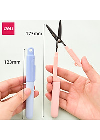 Kéo mini tiện lợi 105mm Deli - Có khóa an toàn - Xanh/ Hồng - 77761
