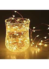 Đèn LED dây kẽm trang trí màu vàng dùng pin