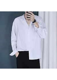 Áo Sơ Mi Form Rộng Unisex Nam Nữ Tay Dài Hàn Quốc Kiểu Cổ Vest Cổ Ve Áo Khoác Ngoài Vải Lụa Mềm Mịn - SMV01